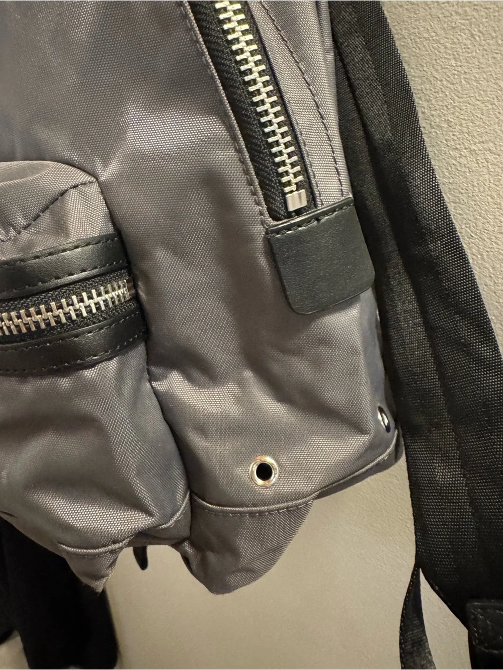 Marc Jacobs Suspiria Logo Print Backpack Gray Nylon with White Letters with card